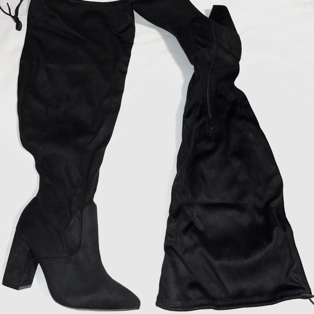 NEW! Over the Knee Black Heeled Boots